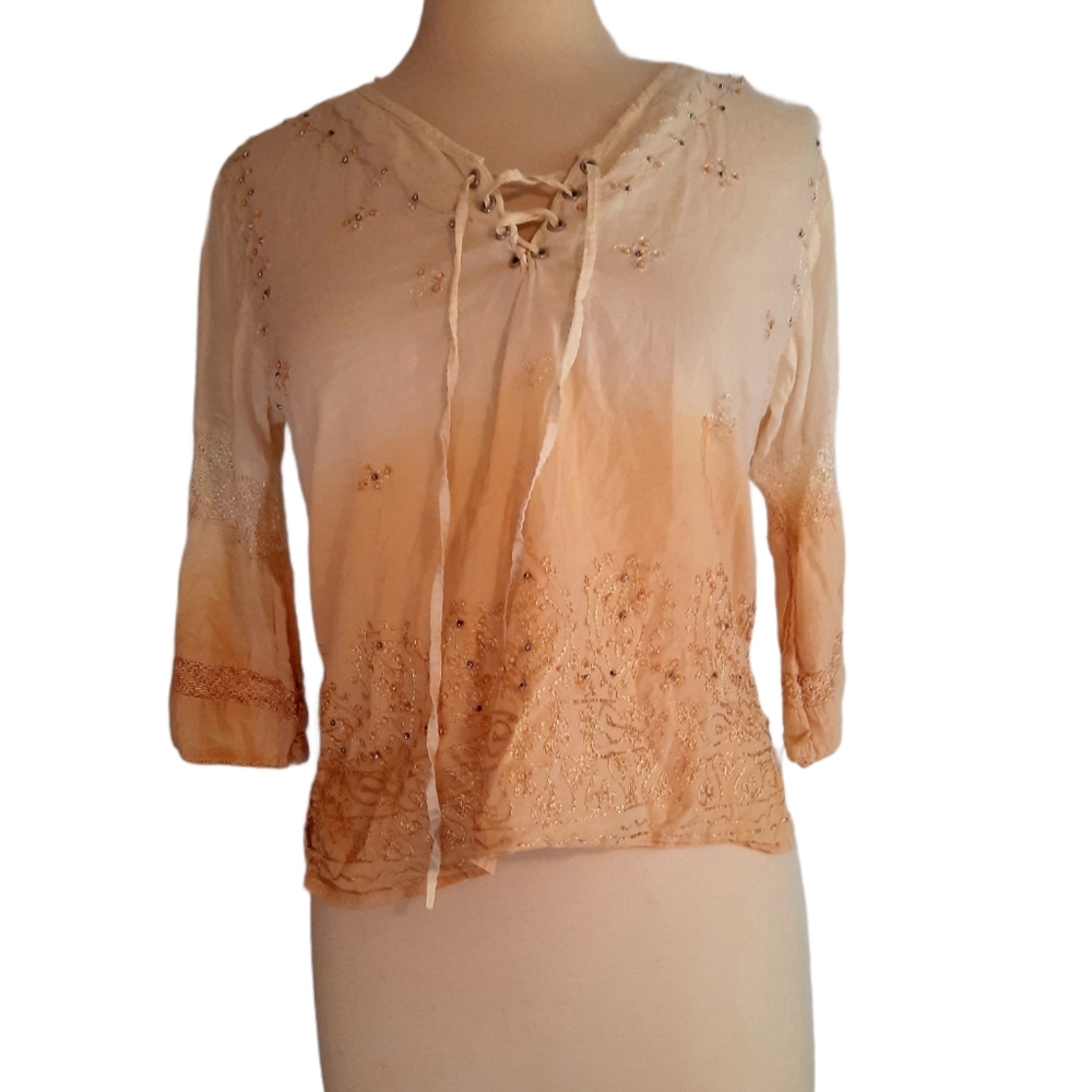 Mona Lisa PL Quarter Sleeve Blouse Ombre Cream White